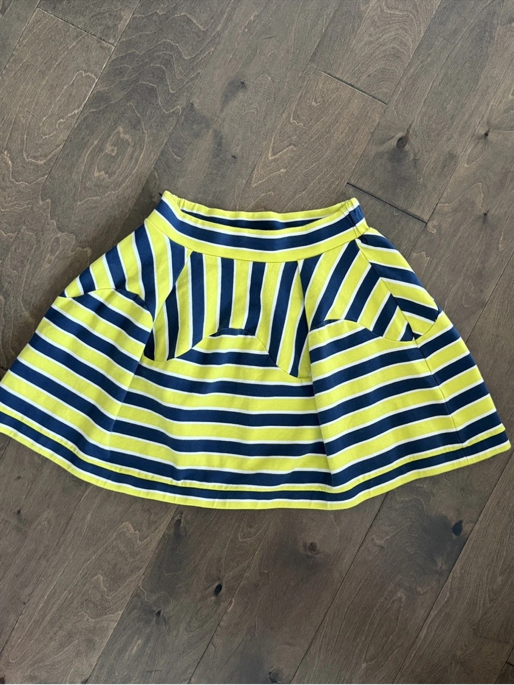 Anthropologie Dare To Dream Mini Skirt Size Small Boho Skater Swing Blue/Yellow